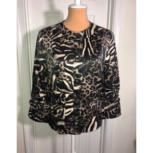 Peck & Peck Formal Work Leopard Jacket Blazer Animal Print SZ 8